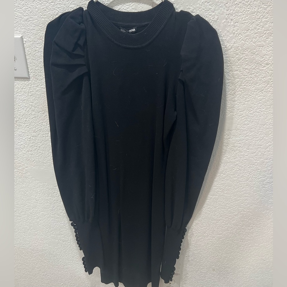 BRAND NEW Fashion Nova Lets Be Friends Mini Sweater Dress - Black